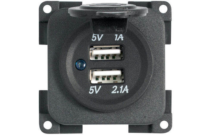 USB-Doppelladesteckdose 5V/1A + 5/2,1A