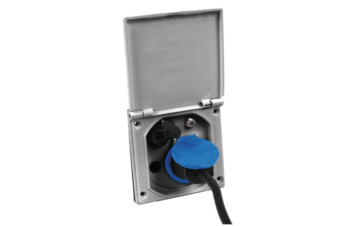 Multifunktions-Außensteckdose 230/12V silbergrau