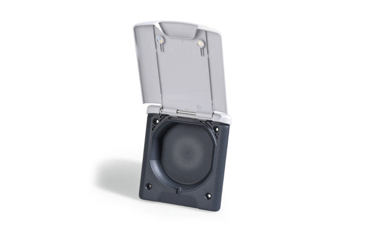 Leerdose flach mit geschlossener Rückwand, grau