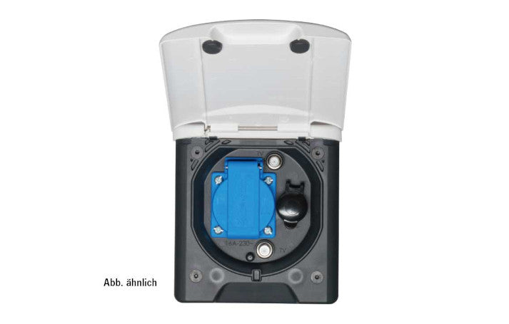 Universal- Vorzeltsteckdose 12V mit Magnetverschluss schwarz