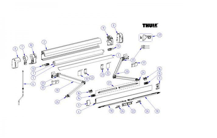 Thule Omnistor 5200 Endkappen-Satz silber