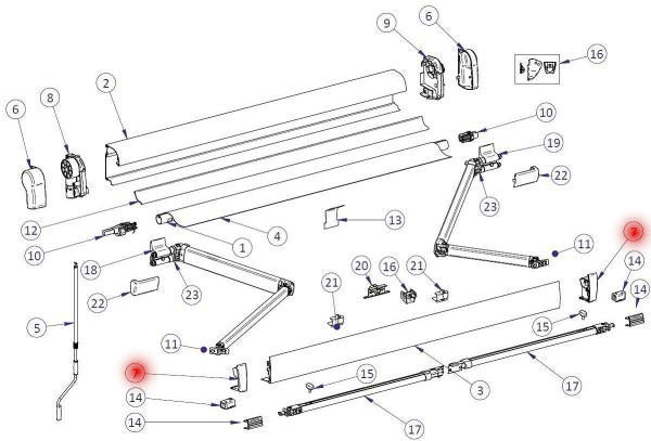 Thule Omnistor 4900 Frontblendenendkappensatz anthrazit