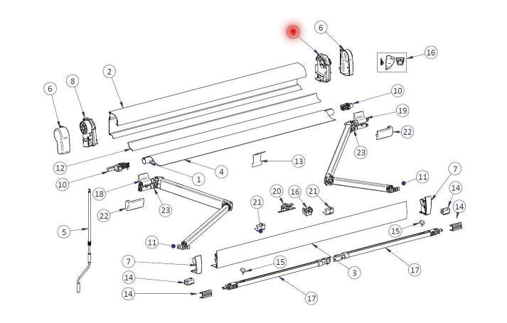 Thule Omnistor 4900 Endplatte anthrazit rechts