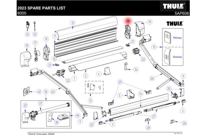 Thule Omnistor 8000 Endplatte rechts 220V