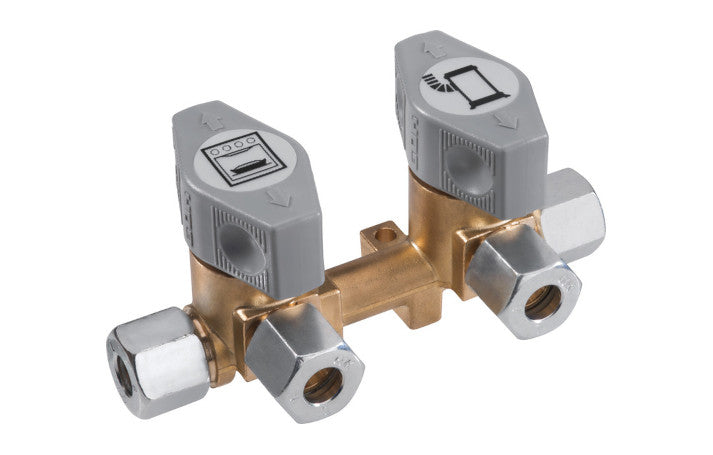 GOK 2-fach Schnellschluss-Absperrventil für 8mm Gasrohr