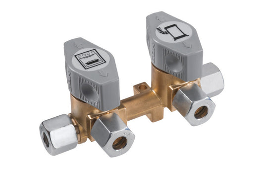 GOK 2-fach Schnellschluss-Absperrventil für 8mm Gasrohr