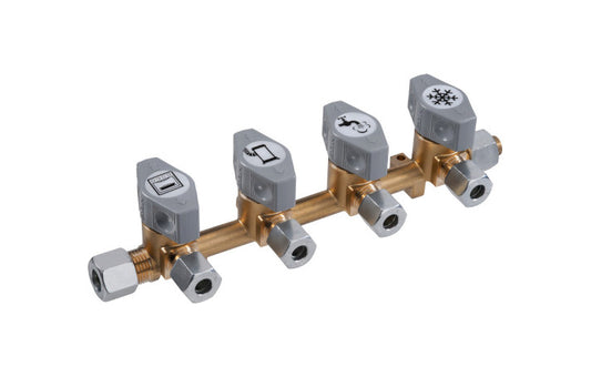 GOK 4-fach Schnellschluss-Absperrventil für 8mm Gasrohr