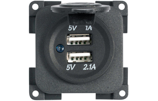 USB-Doppelladesteckdose 5V/1A + 5/2,1A