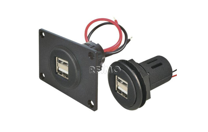 USB-Einbaudose 12/5V mit Doppel-USB 2x2,5A