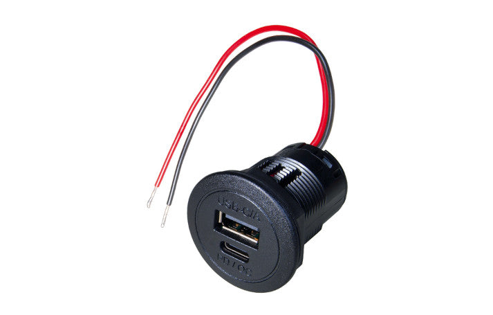 Power USB-C/-A Doppelsteckdose PD/QC, 1x USB-A / 1x USB-C