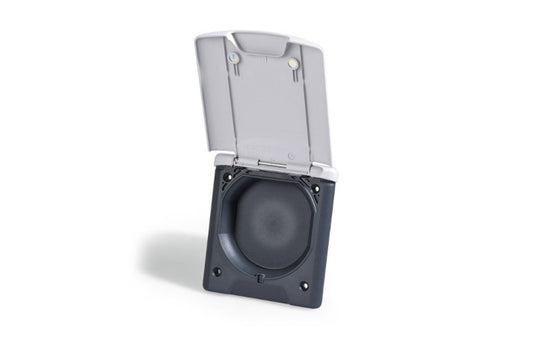 Leerdose flach mit geschlossener Rückwand, grau