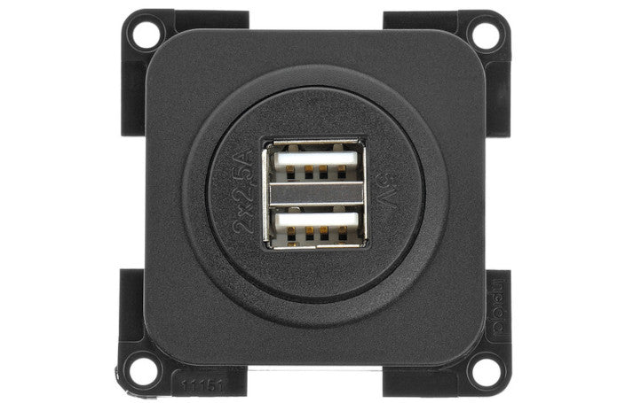 USB-Doppelladesteckdose schiefergrau