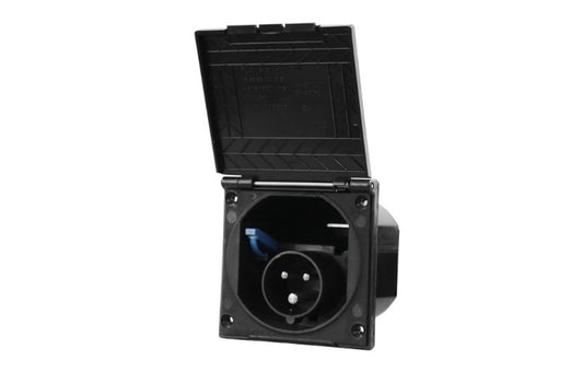 Carbest CEE-Eingangssteckdose, schwarz, quadratisch