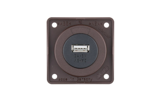 USB-Einbaubuchse, braun matt, 12V, 3A Ausgangsstrom