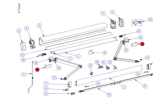 Thule Omnistor Abdeckung Gelenkarm links und rechts