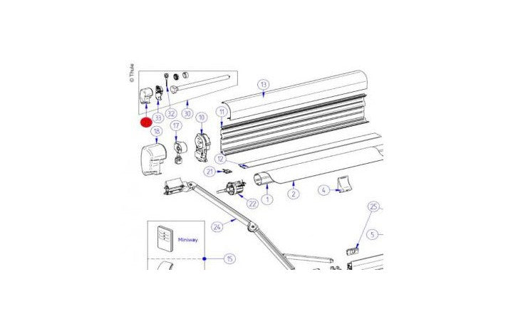 Thule Omnistor 8000 Endkappe Motor links silber