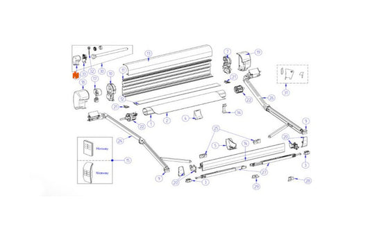 Thule Omnistor 8000 Endkappe Motor links grauweiß