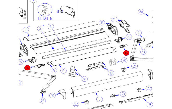Thule Omnistor 6200/6300 Tuchrollenendkappen links/rechts