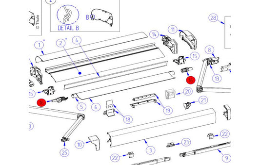 Thule Omnistor 6200/6300 Tuchrollenendkappen links/rechts