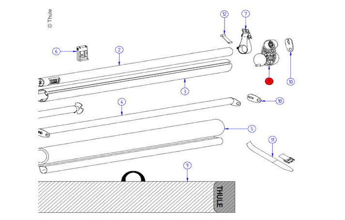 Thule Tuchrollenendkappe  passend zu Thule Windscreen