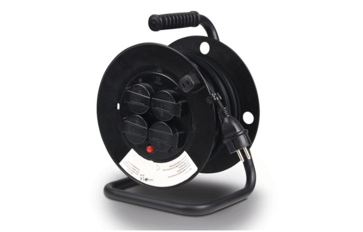 Carbest Kabeltrommel 25m mit Schalter für Innen mit 4 Schukosteckdosen + Deckel