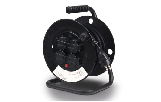 Carbest Kabeltrommel 25m mit Schalter für Innen mit 4 Schukosteckdosen + Deckel