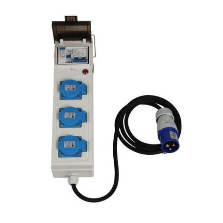 Carbest CEE-Verlängerungskabel 10m mit CEE-Winkelkupplung/CEE-Stecker + 3 Schuko - Campingfrosch