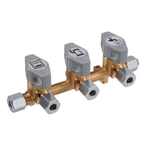 GOK 3-fach Schnellschluss-Absperrventil für 8mm Gasrohr - Campingfrosch