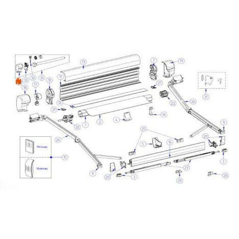 Thule Omnistor 8000 Endkappe Motor links grauweiß - Campingfrosch