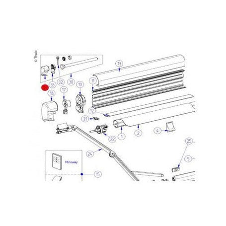 Thule Omnistor 8000 Endkappe Motor links silber - Campingfrosch