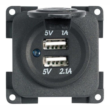 USB-Doppelladesteckdose 5V/1A + 5/2,1A - Campingfrosch